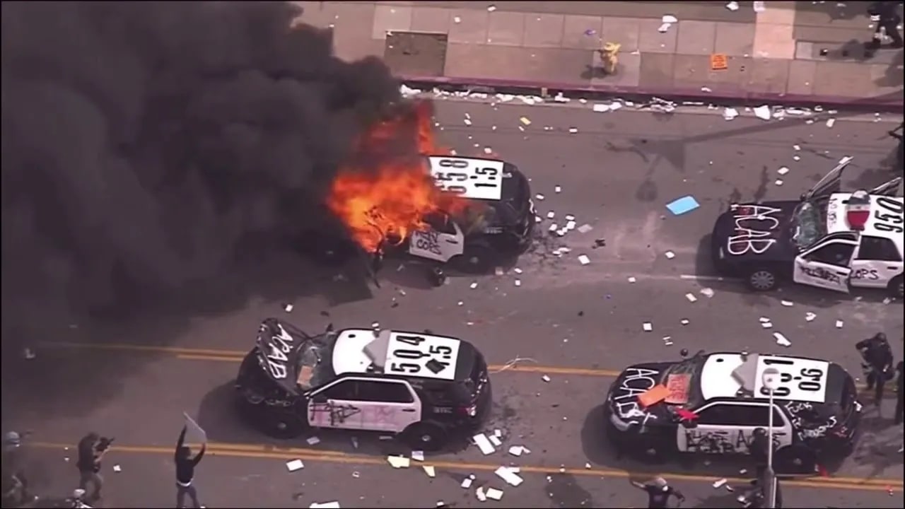 Burned Police car-Fire Booming- United Police Fund