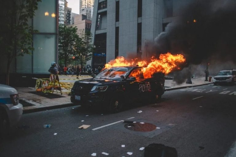Police car fire bombing - United Police Fund